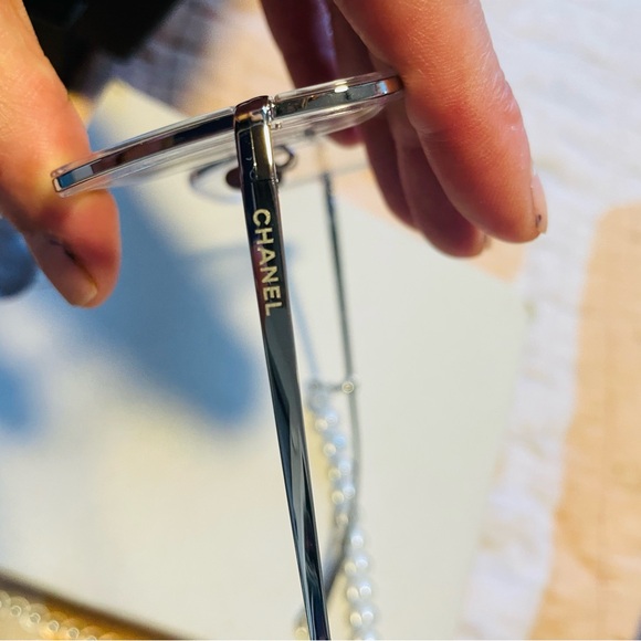 Chanel Square optical, Removable Pearl Chain Eyeglasses 2195 Silver - Picture 8 of 12